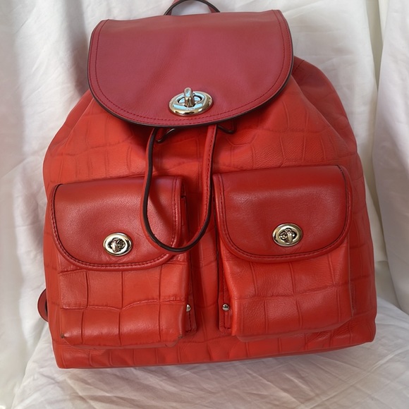 COACH Leather Tangerine  Backpack - Picture 1 of 12